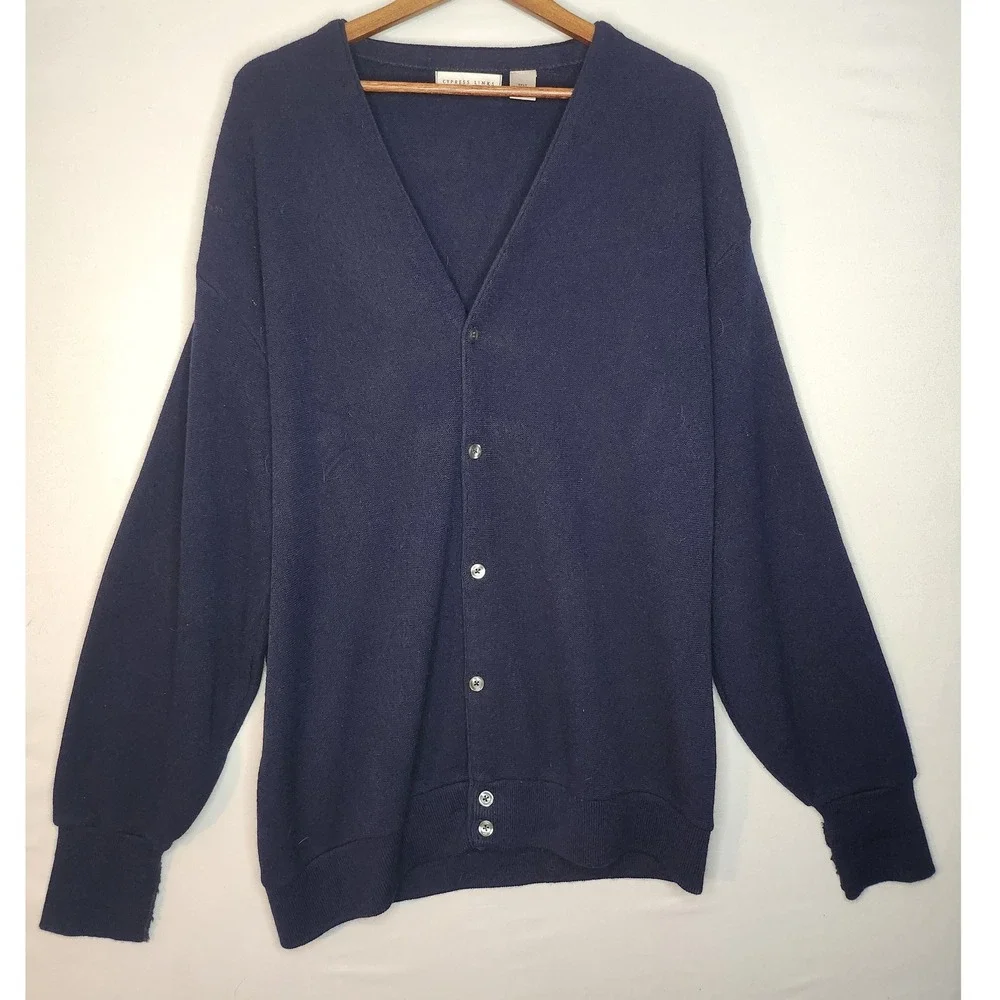Vintage Cypress Links Acrylic Knit Cardigan Sweater Men's XX Large Tall‎ Blue